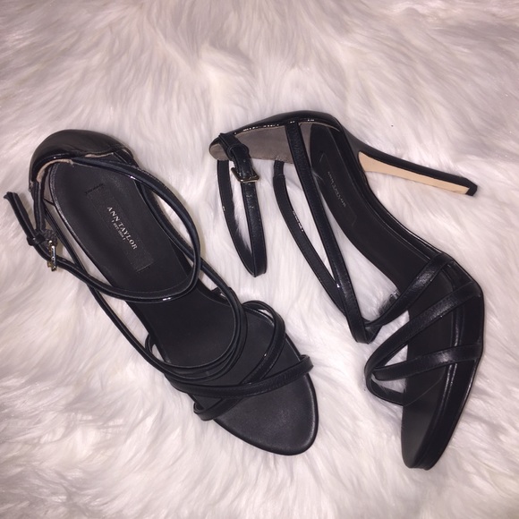 Ann Taylor Black Strappy Stilettos - Picture 1 of 6
